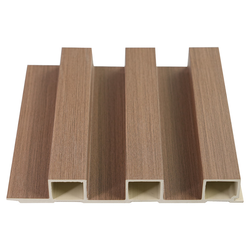 Bredde 195mm Tykkelse 28mm Bambusfiber Dekorativt Træ Interiør Bygningsrille 3D Træ-Plast Komposit PVC Vægpanel